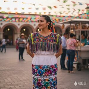 Cape huipil One of a kind 27 X 11 in with 7 inch fringe